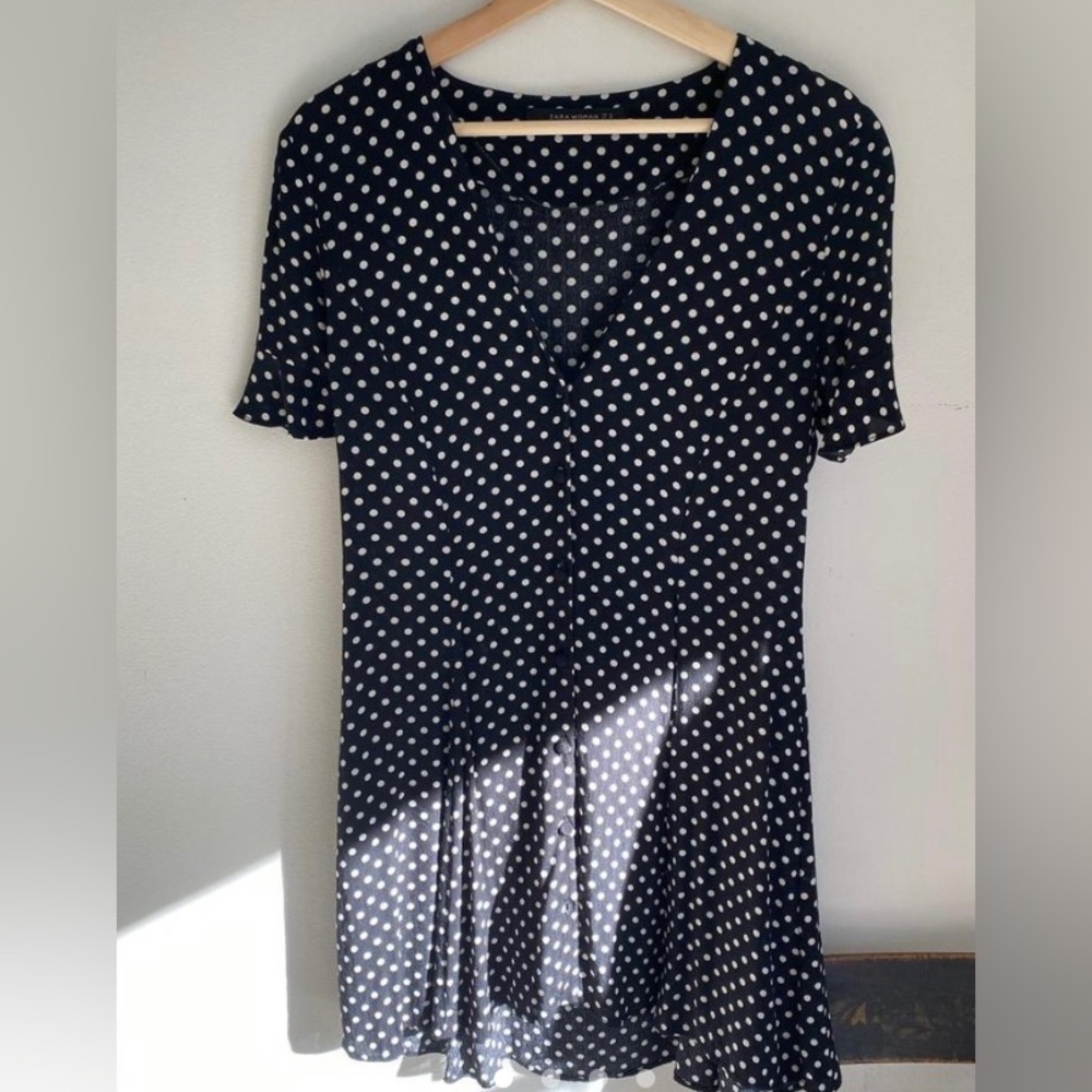 Zara button down Polka dot dress